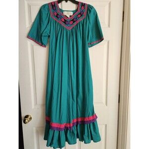 Vintage Jennifer Logan Nightgown Small Teal Pink Purple VINTAGE House coat Dress